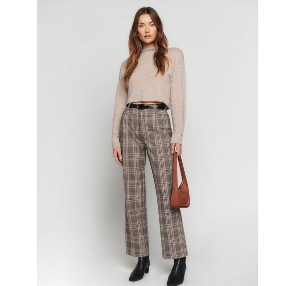 Reformation Franklin Plaid Tartan Straight Leg Pants